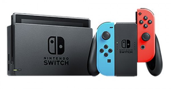 Nintendo Switch With Neon Blue And Neon Red Joy-Con