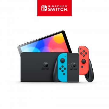 Nintendo Switch (OLED Model) W/Neon Blue & Neon Red Joy-Con