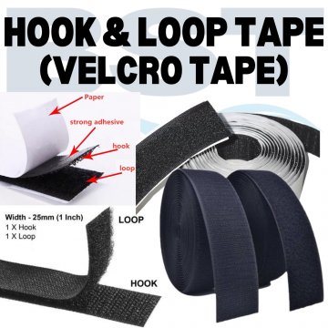 Hook & Loop Tape / Velcro Tape (Black Adhesive) (ROLL)